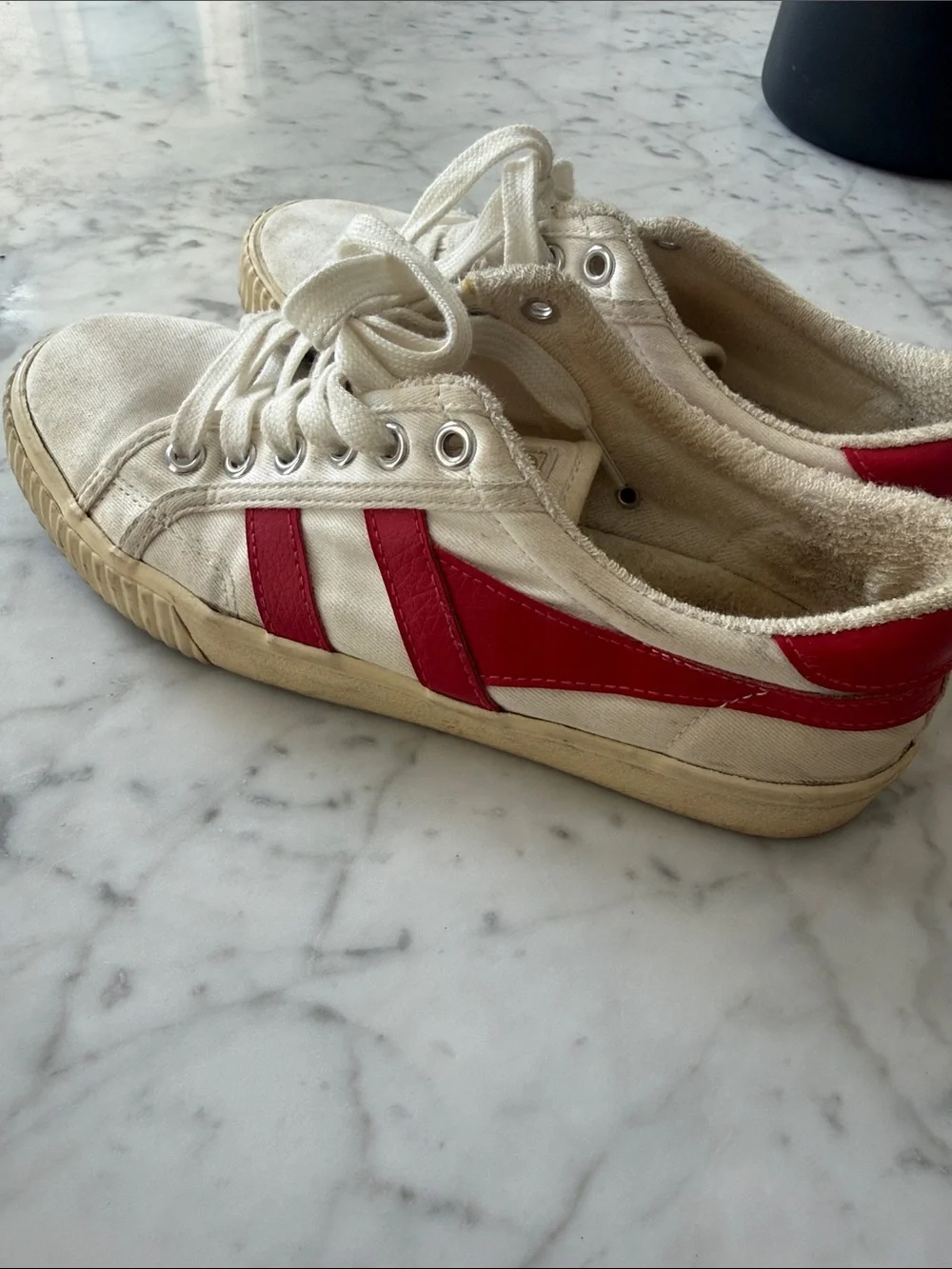 Gola mark cox women’s tennis White Sneakers with Red Stripe Accent